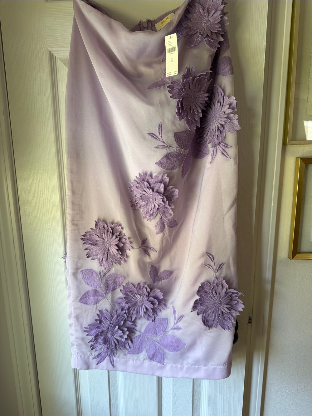 Anthropologie Lavender Lilac Floral Appliqué Skirt